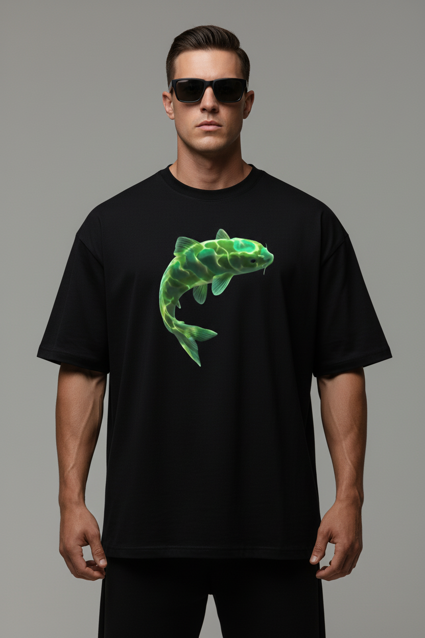 Green Koi Oversized Cotton T-Shirt - Luis’s Locker