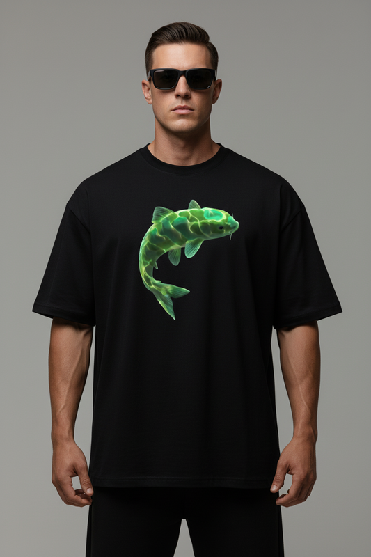 Green Koi Oversized Cotton T-Shirt - Luis’s Locker