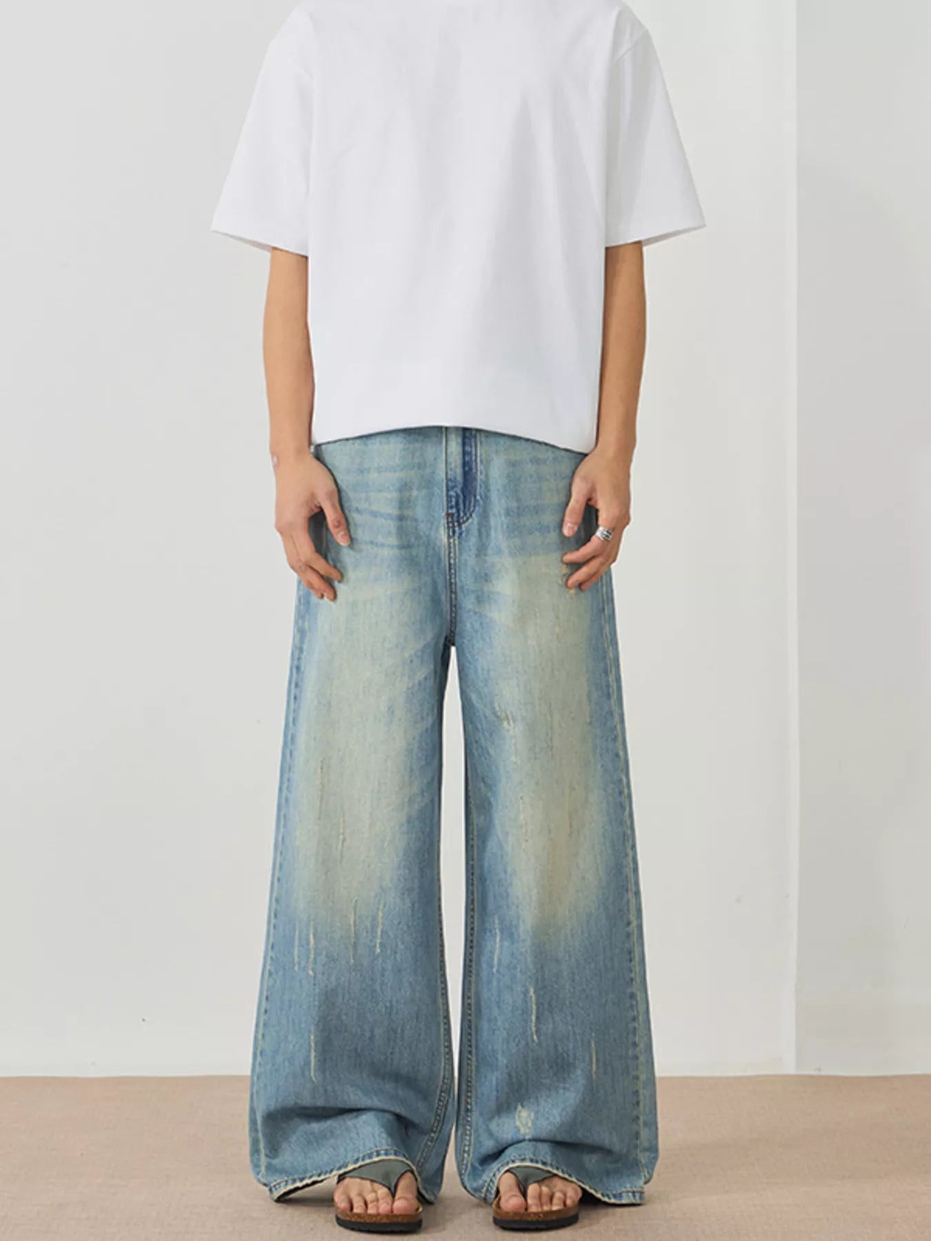 932 Men's Wash Wide Leg Jeans – Men's wide leg jeans streetwear fit