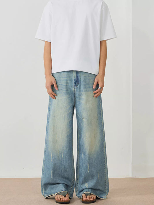 932 Men's Wash Wide Leg Jeans – Men's wide leg jeans streetwear fit