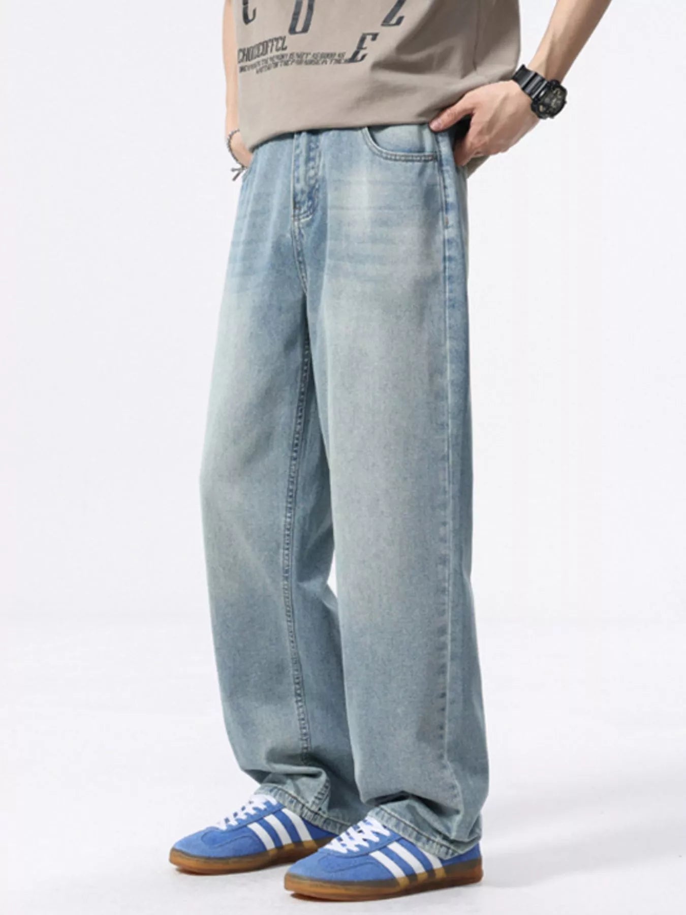 694 nan – Men's wide leg jeans streetwear fit