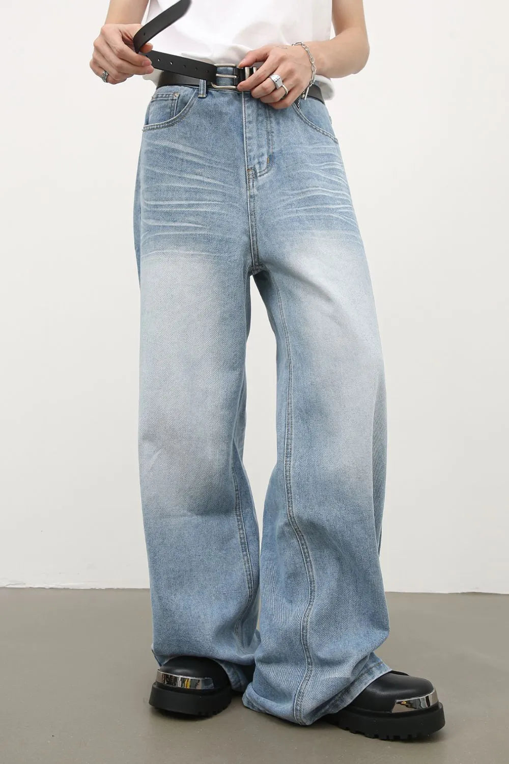 181 nan – Men's wide leg jeans streetwear fit