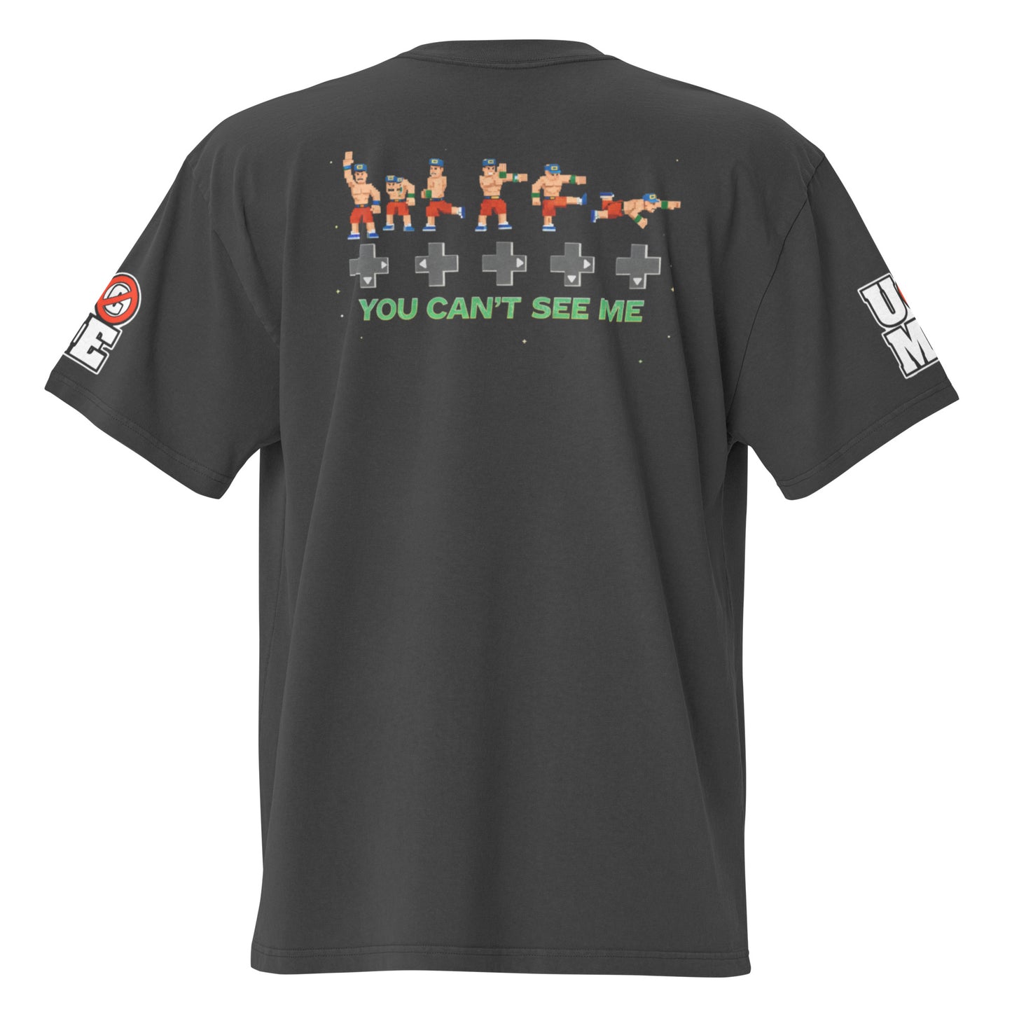 8 Bit John Cena U Can't C Me Oversized Faded Graphic Tee WWE Merch - Black color - back view
