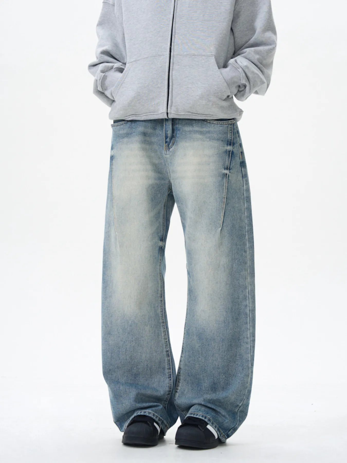 1248 Men's Wash Wide Leg Jeans – Men's wide leg jeans streetwear fit