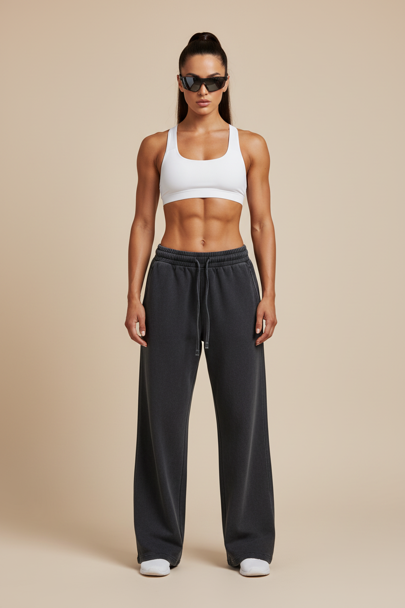 Vintage Washed Waist Pants Straight Leg - back view