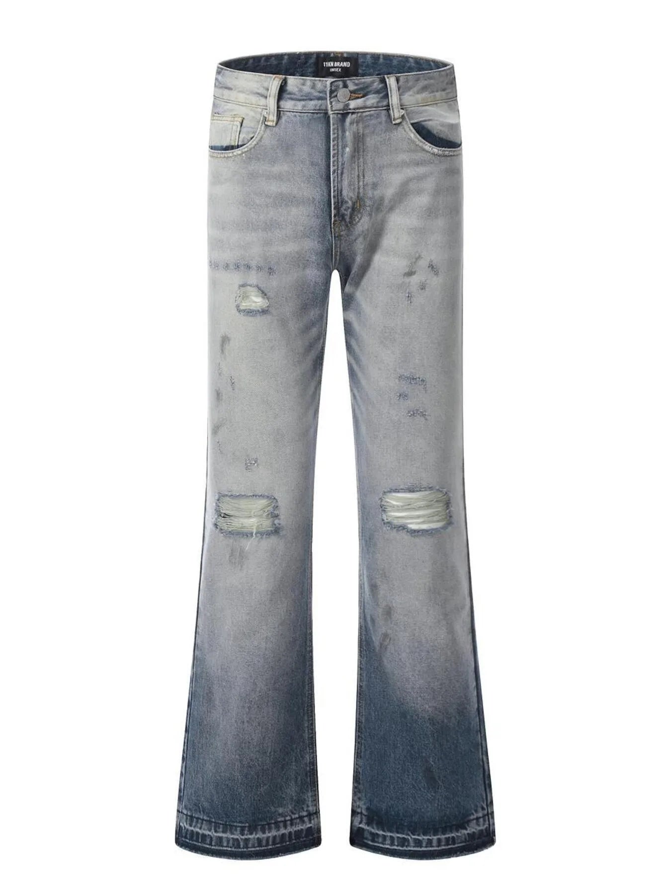 1283 Men's Vintage Washed Gradient Distressed Flare Jeans – men's flare jeans (Y2K) (main view)