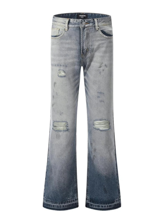 1283 Men's Vintage Washed Gradient Distressed Flare Jeans – men's flare jeans (Y2K) (main view)