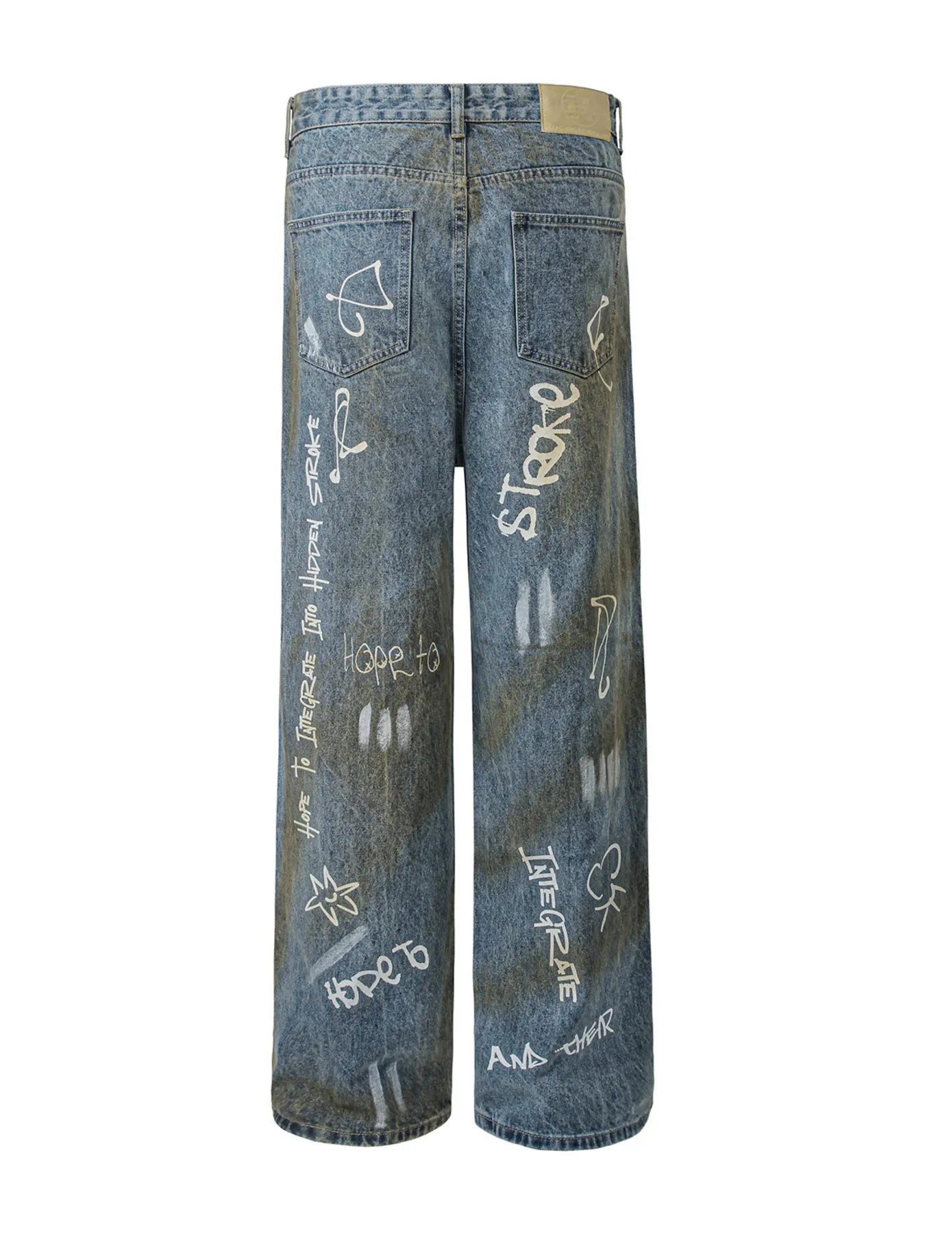 1269 Men's Graffiti Art Loose Fit Jeans – men's graphic jeans (front view)