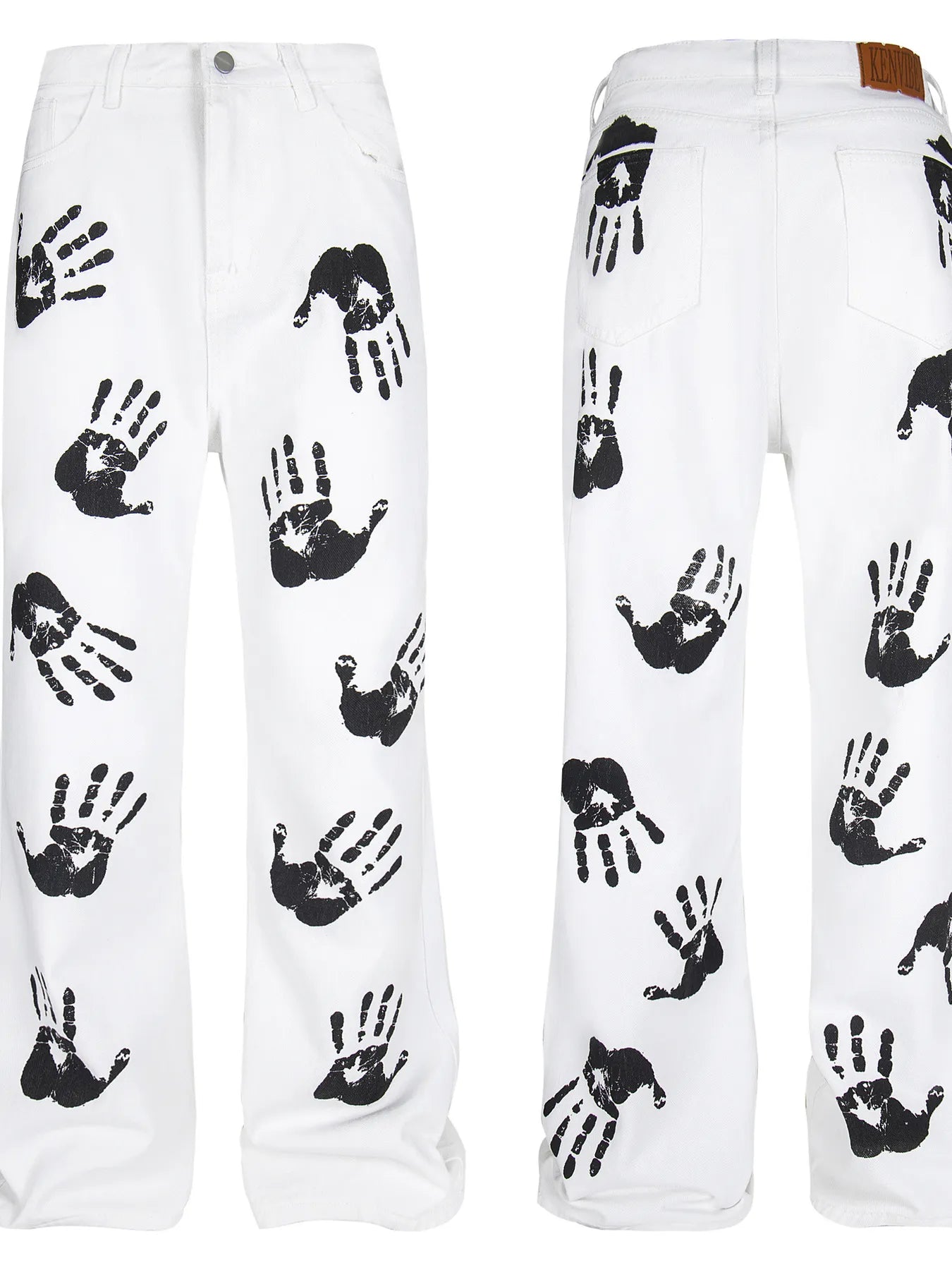 1264 Men's Handprint Pattern Jeans – men's graphic jeans (detail view 4)