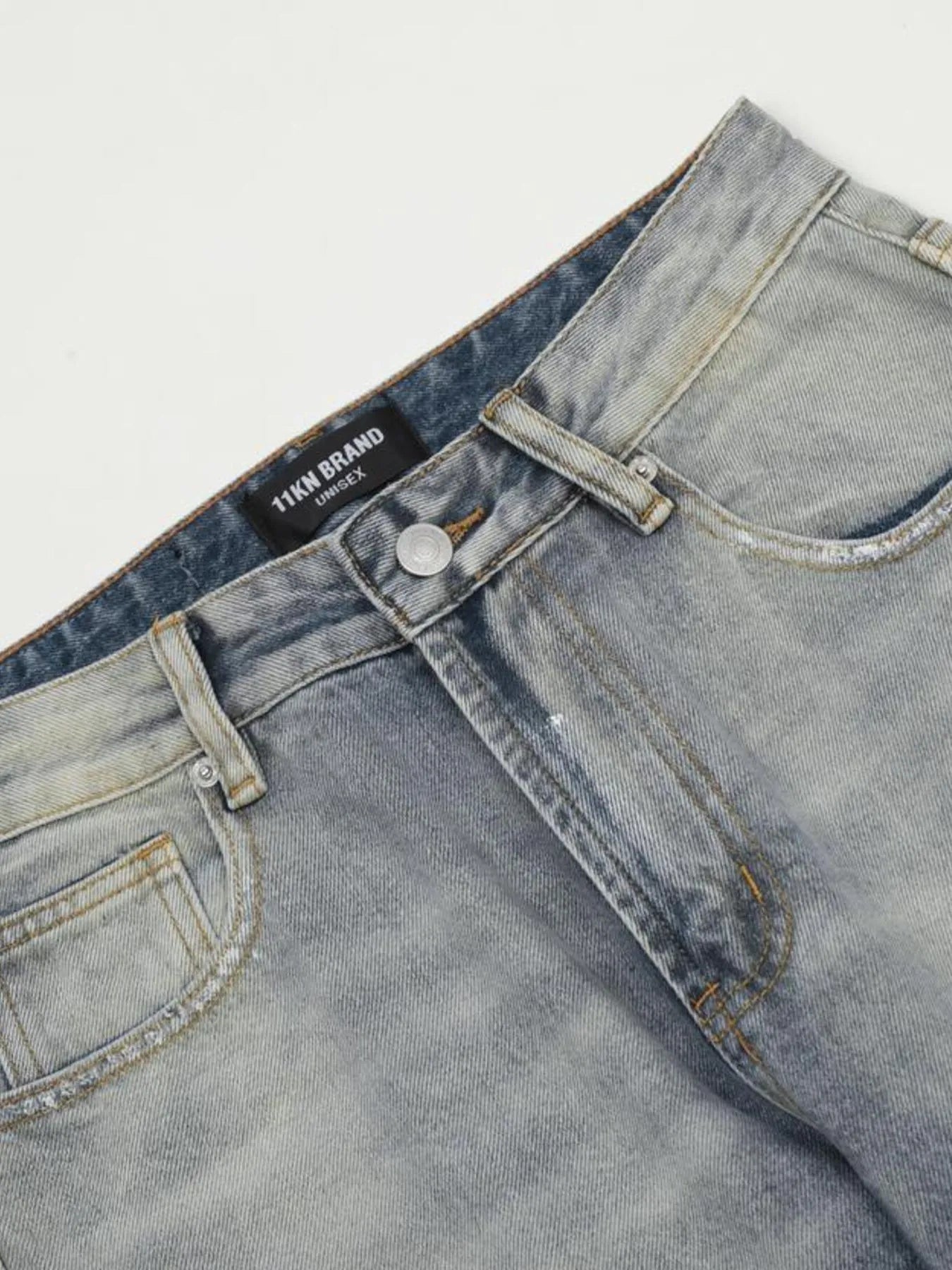 1283 Men's Vintage Washed Gradient Distressed Flare Jeans – men's flare jeans (Y2K) (detail view 9)