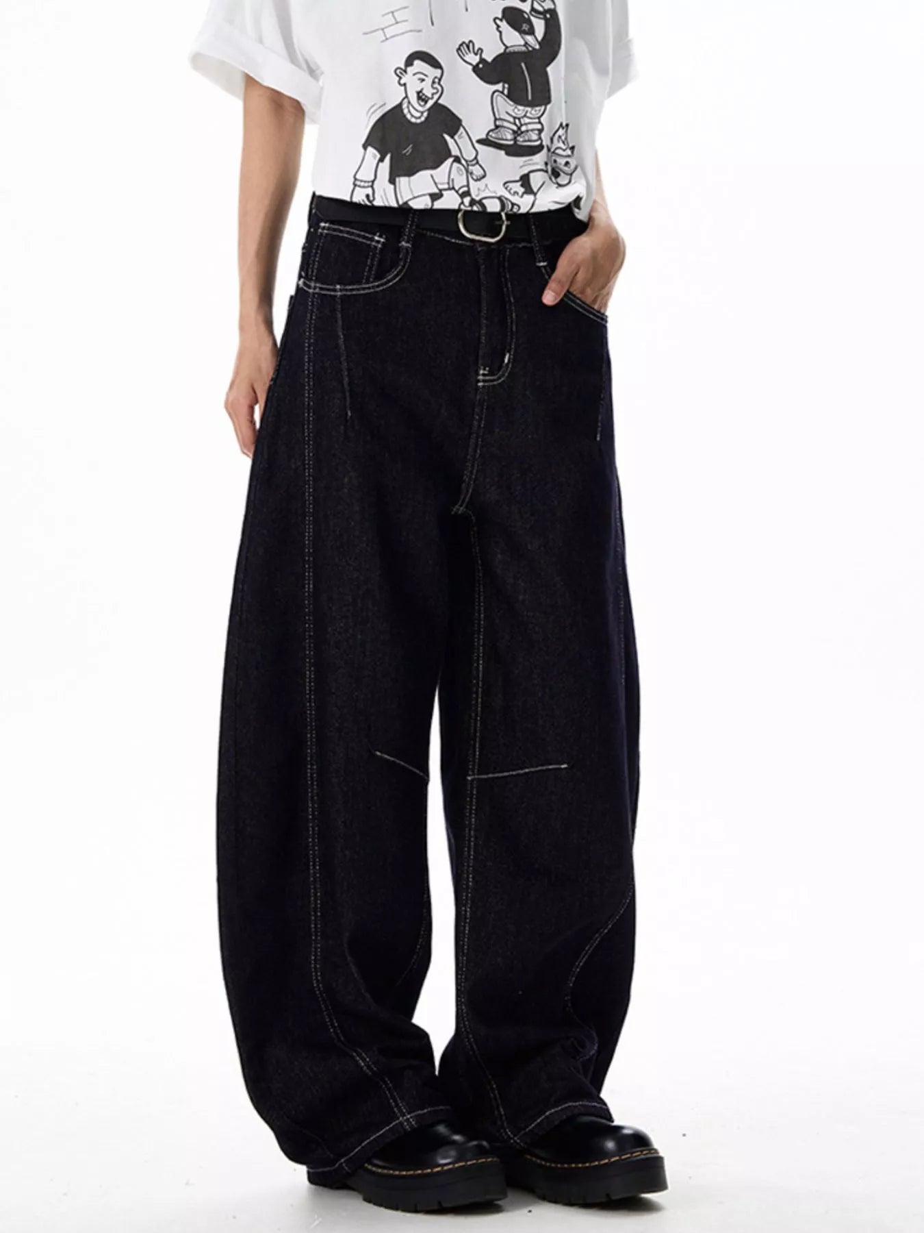 184 nan – Men's wide leg jeans streetwear fit