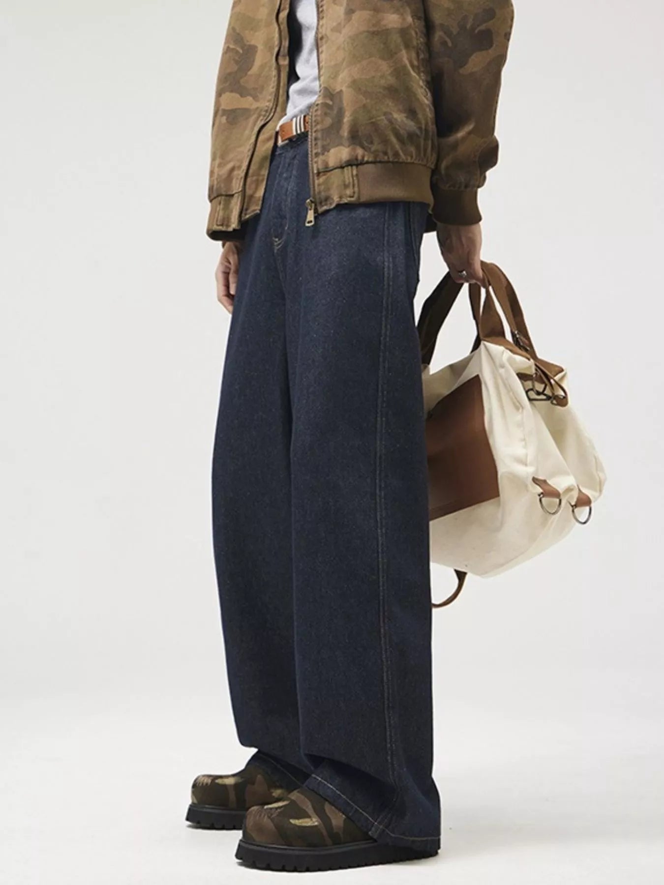 058 nan – Men's wide leg jeans streetwear fit