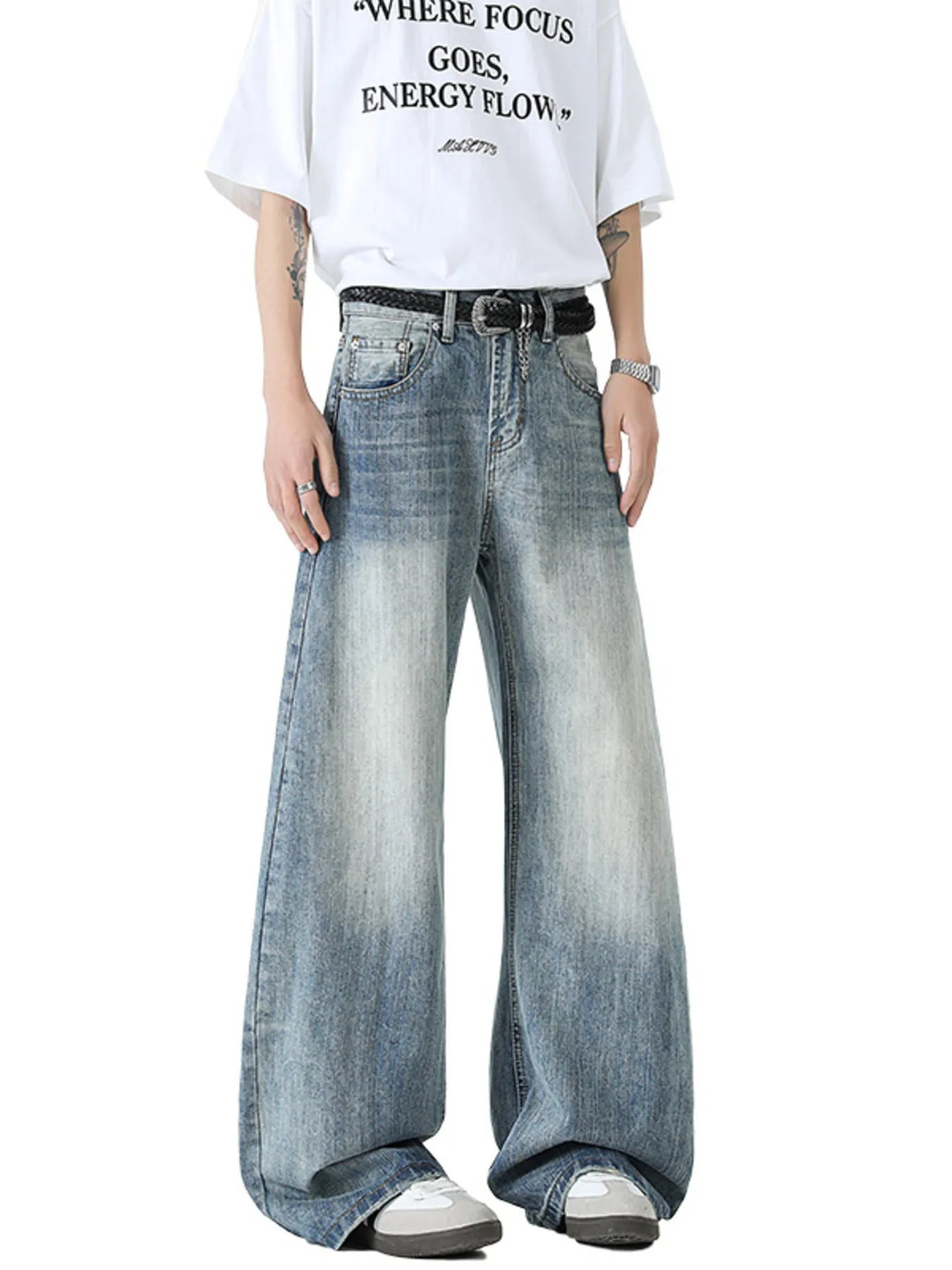 049 nan – Men's wide leg jeans streetwear fit