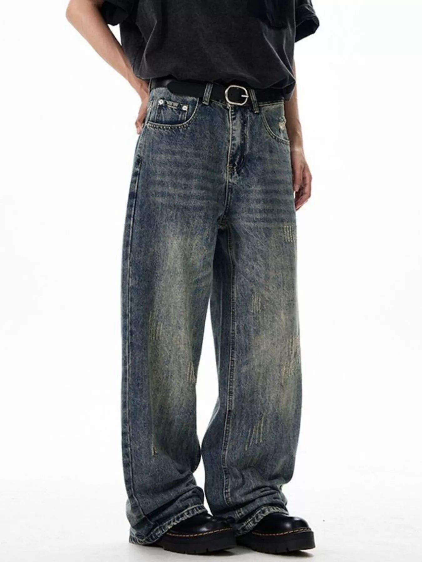 999 nan – Men's wide leg jeans streetwear fit