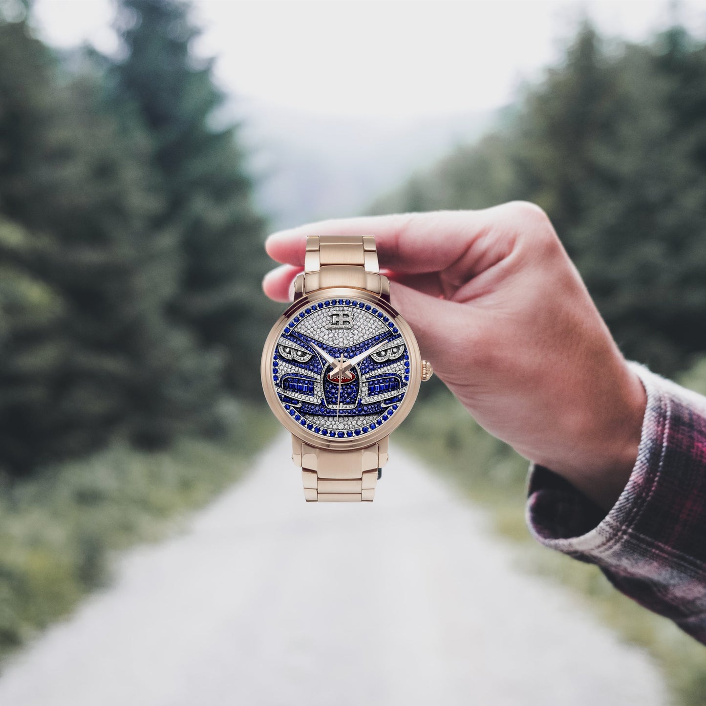 Jaycoh™ Bugati Chiron Turbilon Incrusted Diamonds 212. New Steel Strap Automatic Watch | Print-on-Demand Custom Watch - product photo | print on demand watch print custom watch