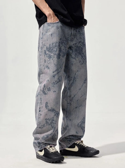 879 nan – Men's wide leg jeans streetwear fit