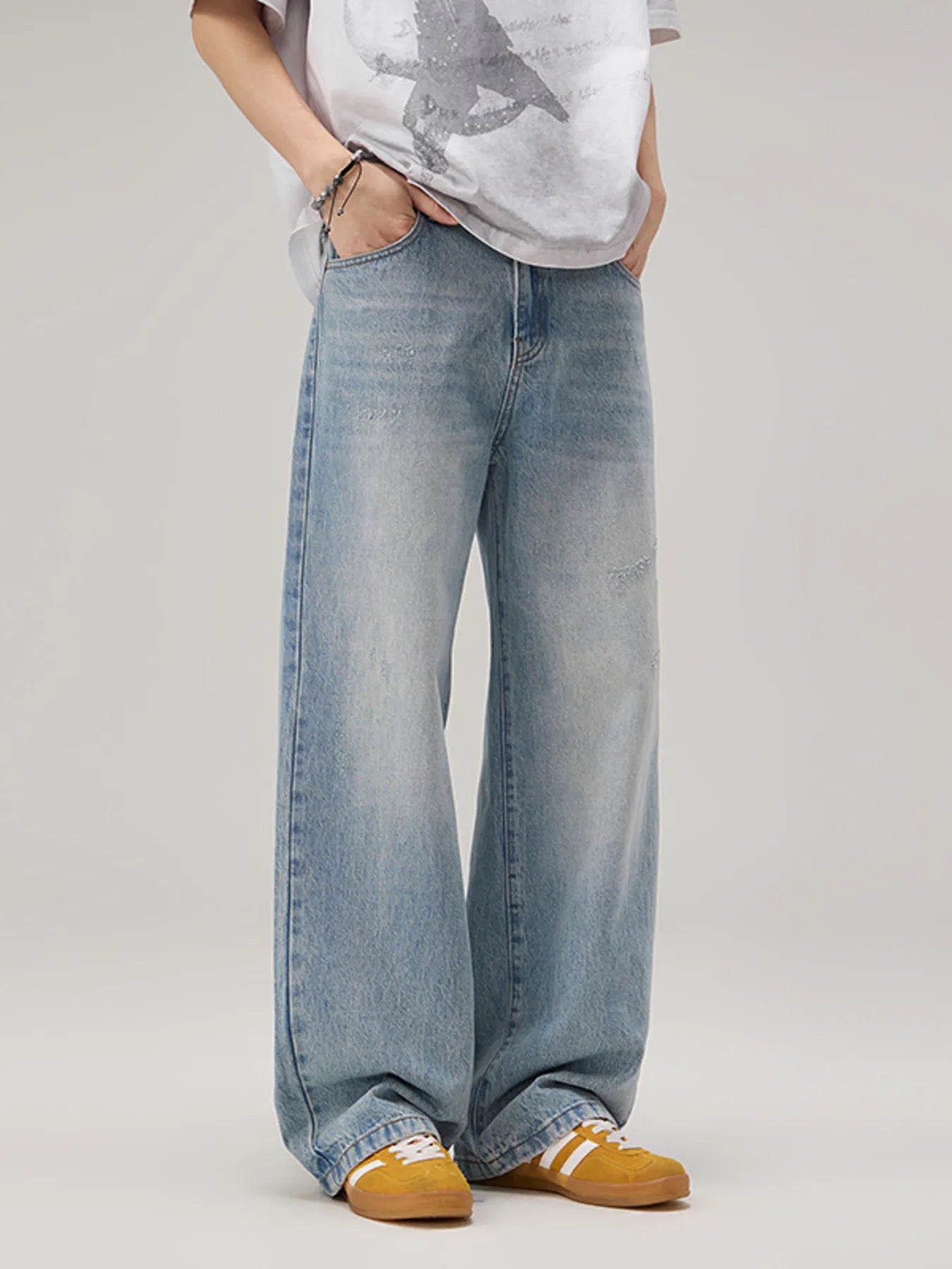468 nan – Men's wide leg jeans streetwear fit