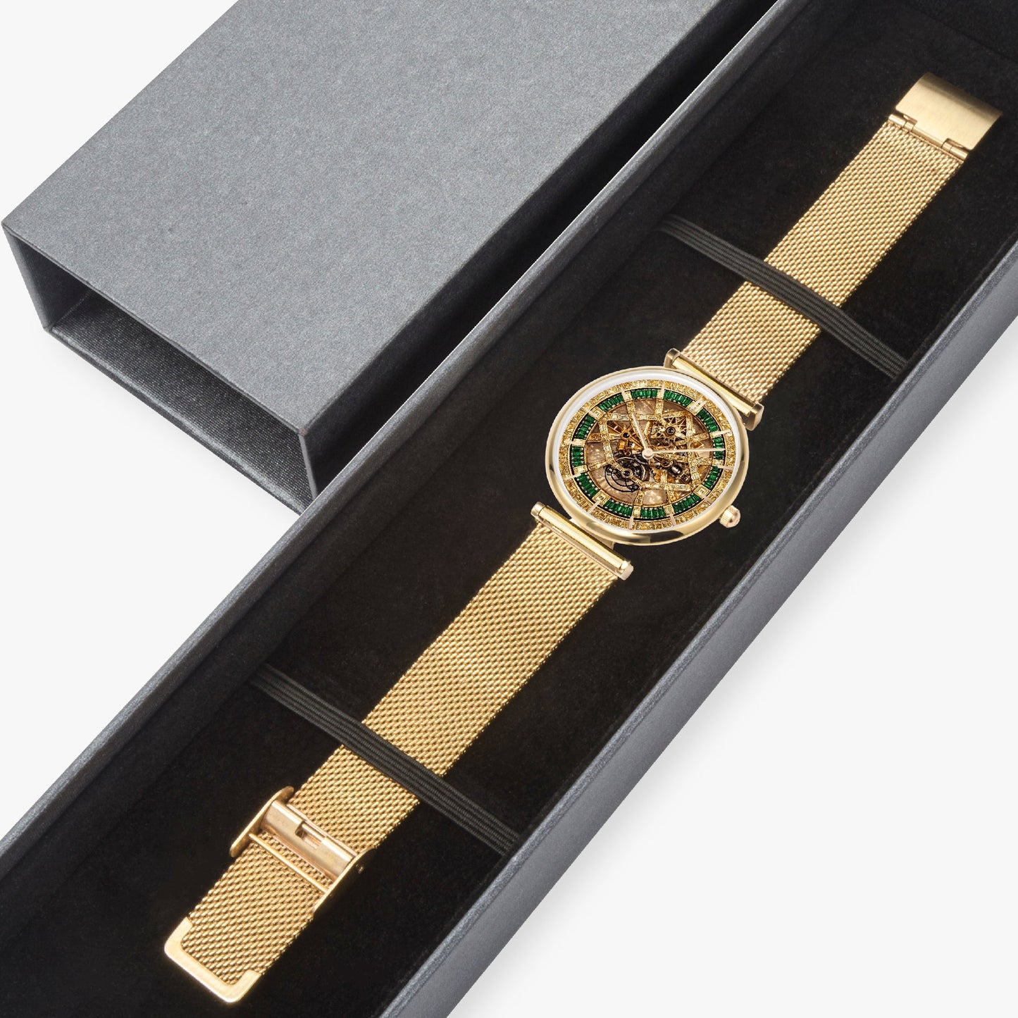 Jaycoh™ Billionaire Incrusted Yellow Diamond 156. New Stylish Ultra-Thin Quartz Watch (With Indicators) | Print-on-Demand Custom Watch - side view | print on demand watch print custom watch