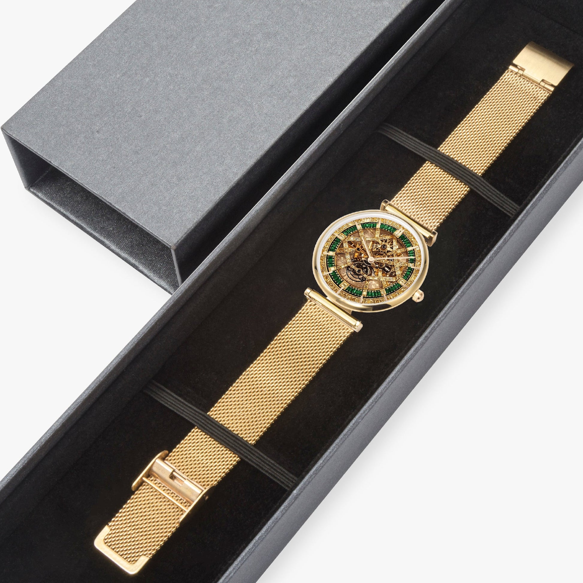 Jaycoh™ Billionaire Incrusted Yellow Diamond 156. New Stylish Ultra-Thin Quartz Watch (With Indicators) | Print-on-Demand Custom Watch - side view | print on demand watch print custom watch