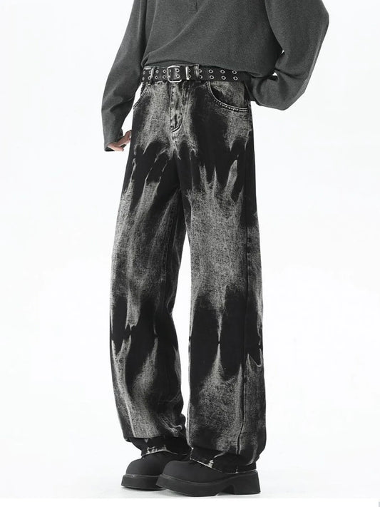 1253 Men's Plus Size Washed Loose Fit Jeans – men's graphic jeans (main view)