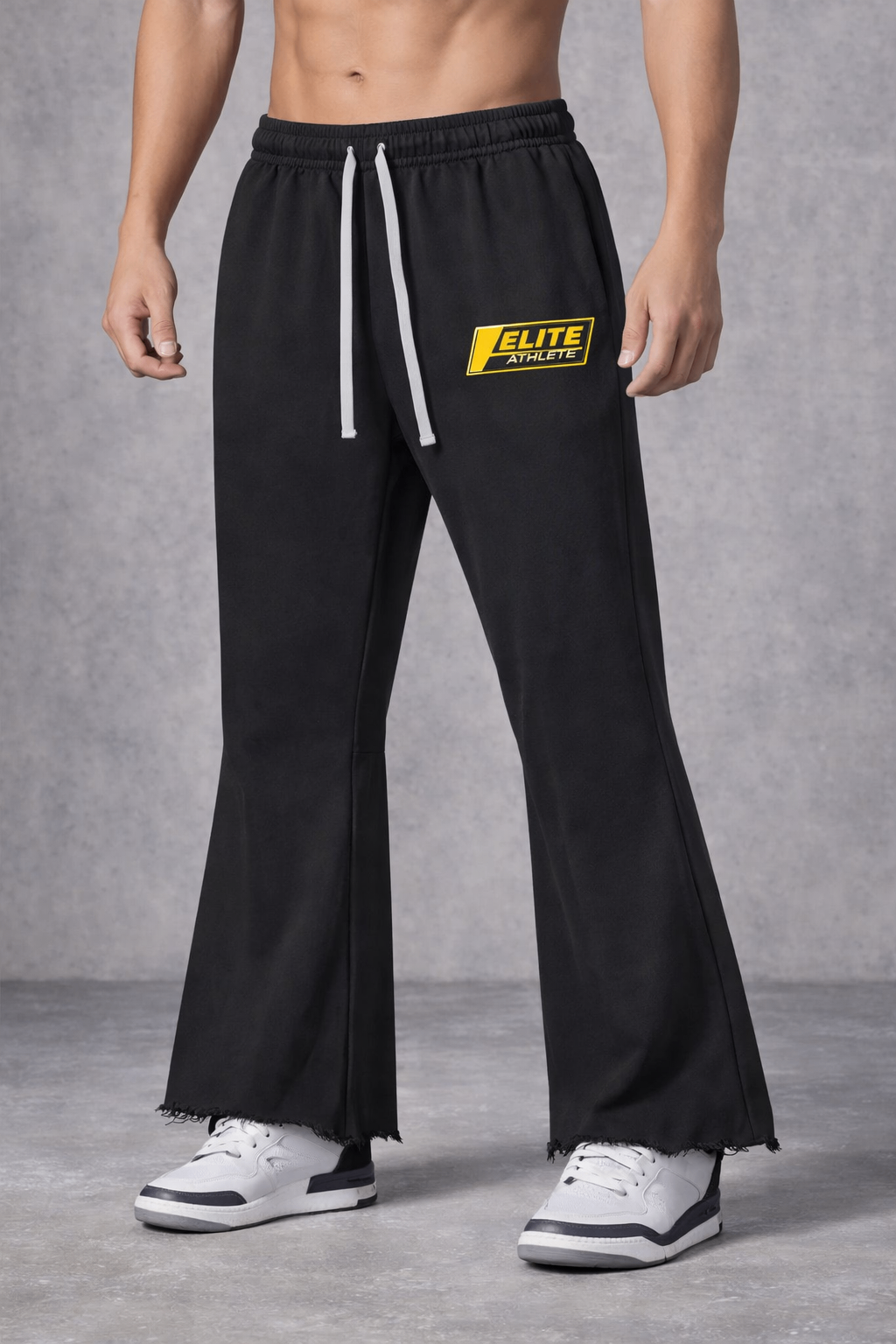 Black Graphic Flared Sweatpants – Elite Racing Edition — front view