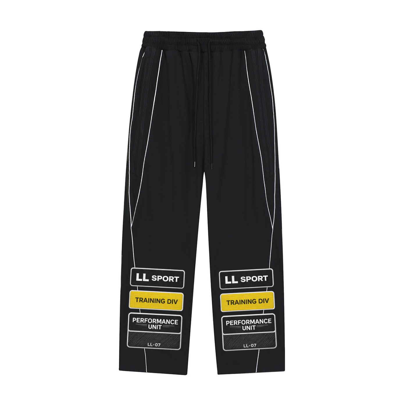 Black Reflective Graphic Straight-Leg Sweatpants – Performance Training Edition — back view