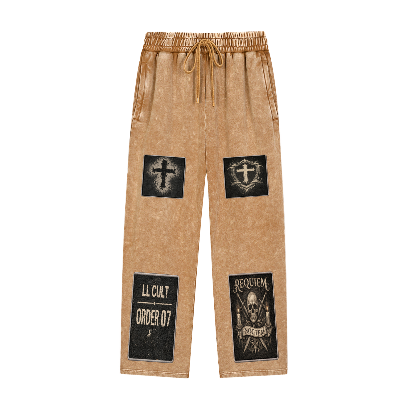 Brown Gothic Graphic Straight-Leg Sweatpants – Requiem Print Edition — product view