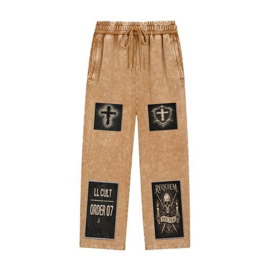 Brown Gothic Graphic Straight-Leg Sweatpants – Requiem Print Edition — product view