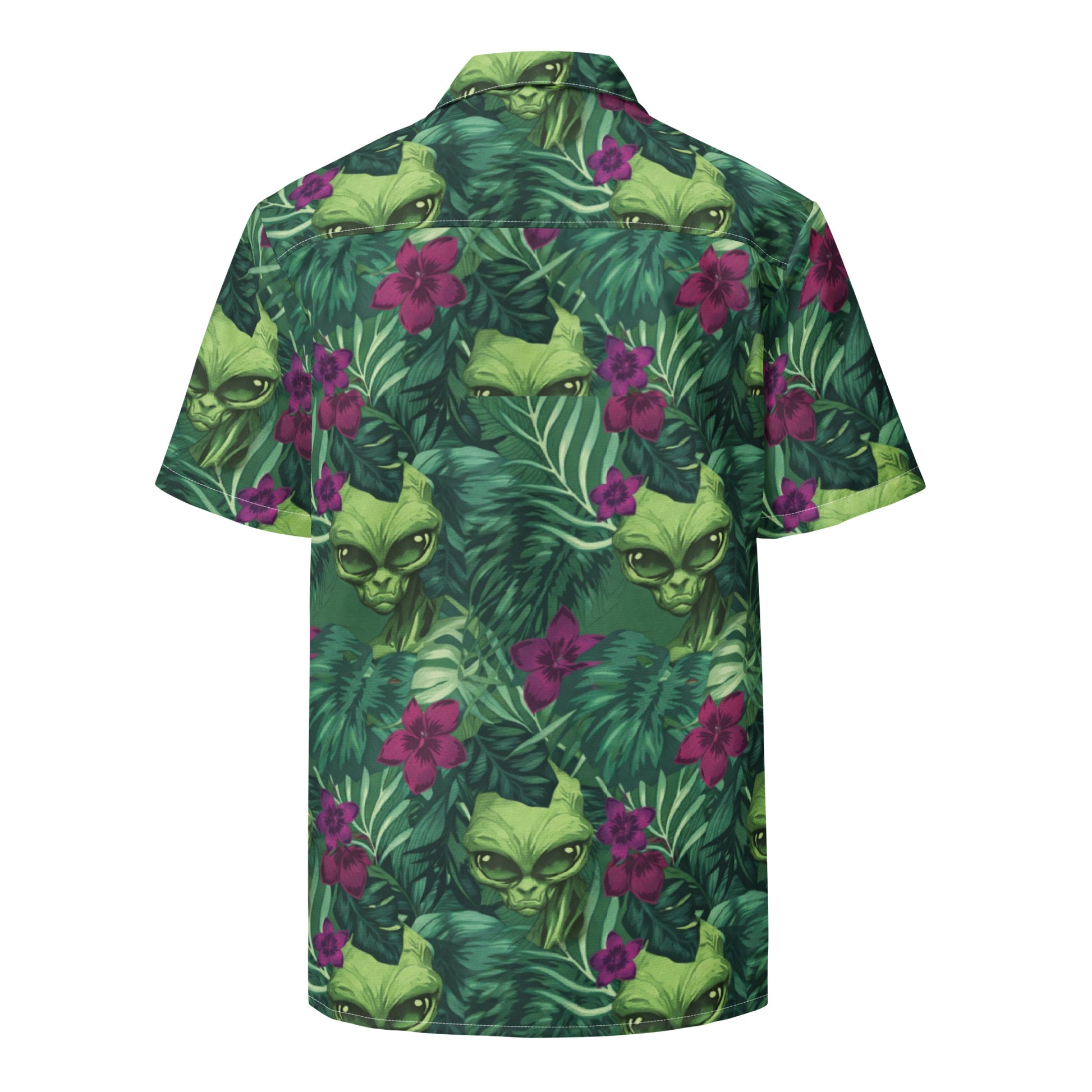Cal’s Alien Floral Pattern Beach button shirt GTA VI Merch – Back View