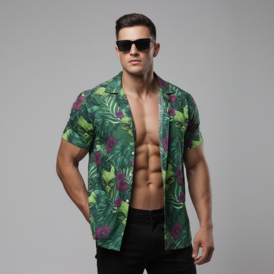 Cal’s Alien Floral Pattern Beach button shirt GTA VI Merch – Main Image