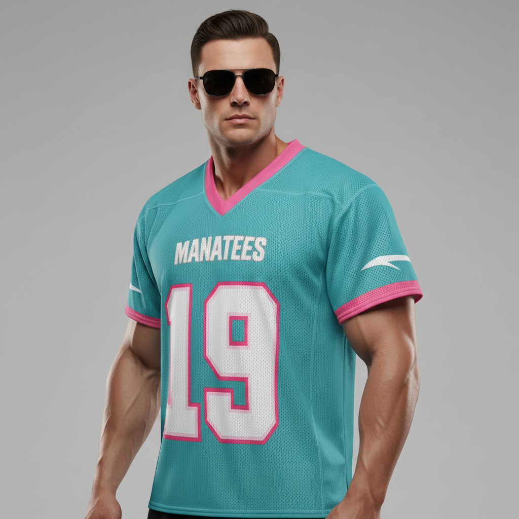 Dre'Quan’s Vice City Manatees football jersey #19 GTA VI  Merch (Teal Edition)