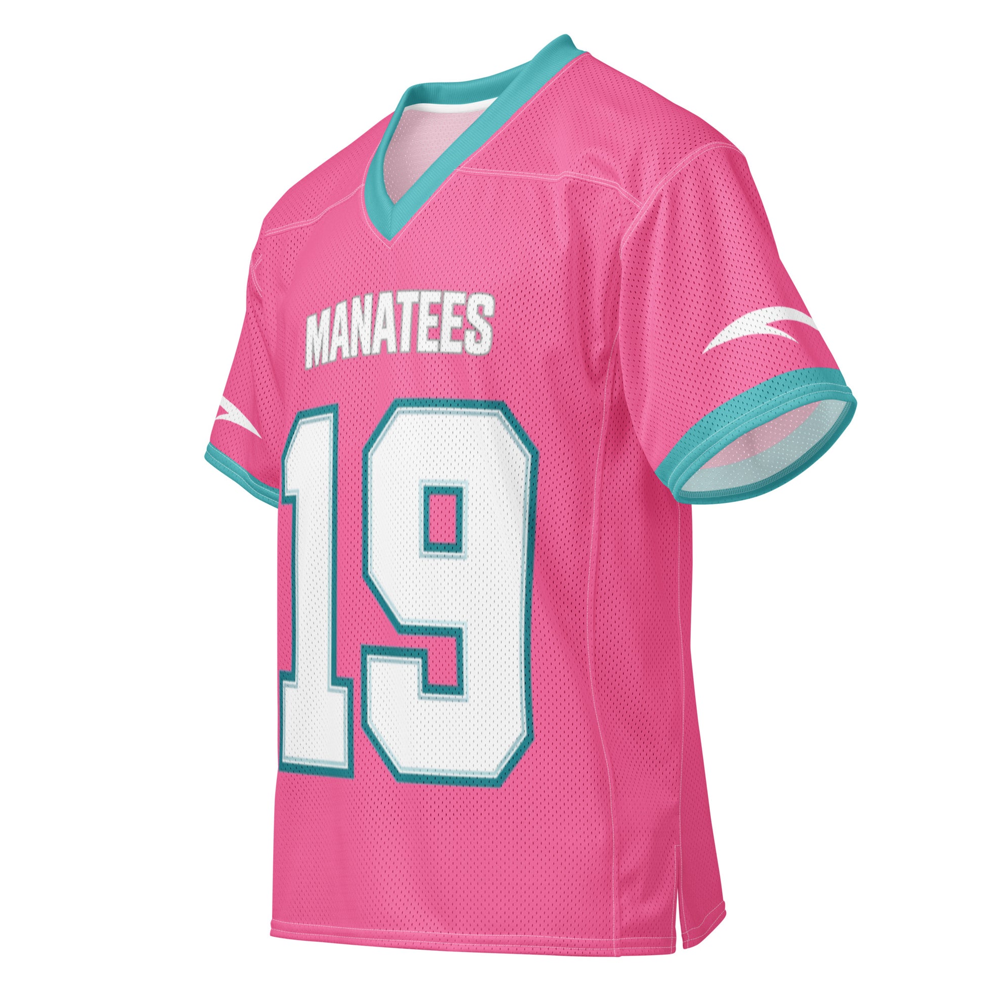 GTA VI inspired pink football jersey breathable athletic fabric Manatees 19