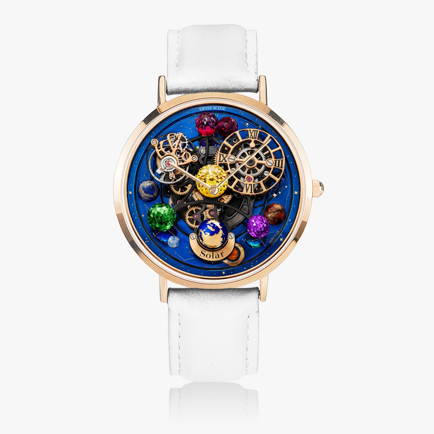 Jaycoh™ Astronomy Solar Turbilon 161. Ultra-Thin Leather Strap Quartz Watch (Rose Gold) | Print-on-Demand Custom Watch - product photo | print on demand watch print custom watch