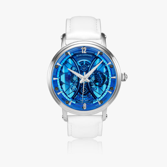 Jaycoh™ Balvin Blue Sapphire Time Piece RM 159. 46mm Unisex Automatic Watch (Silver) | Print-on-Demand Custom Watch - front view | print on demand watch print custom watch