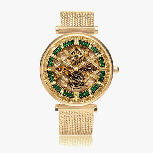 Jaycoh™ Billionaire Incrusted Yellow Diamond 156. New Stylish Ultra-Thin Quartz Watch (With Indicators) | Print-on-Demand Custom Watch - front view | print on demand watch print custom watch