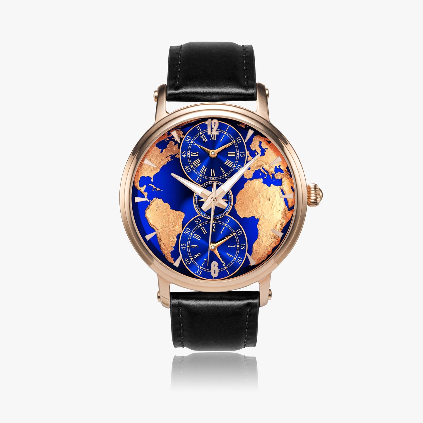 Jaycoh™ Luxurious World Time zone 158. 46mm Unisex Automatic Watch (Rose Gold) | Print-on-Demand Custom Watch - product photo | print on demand watch print custom watch