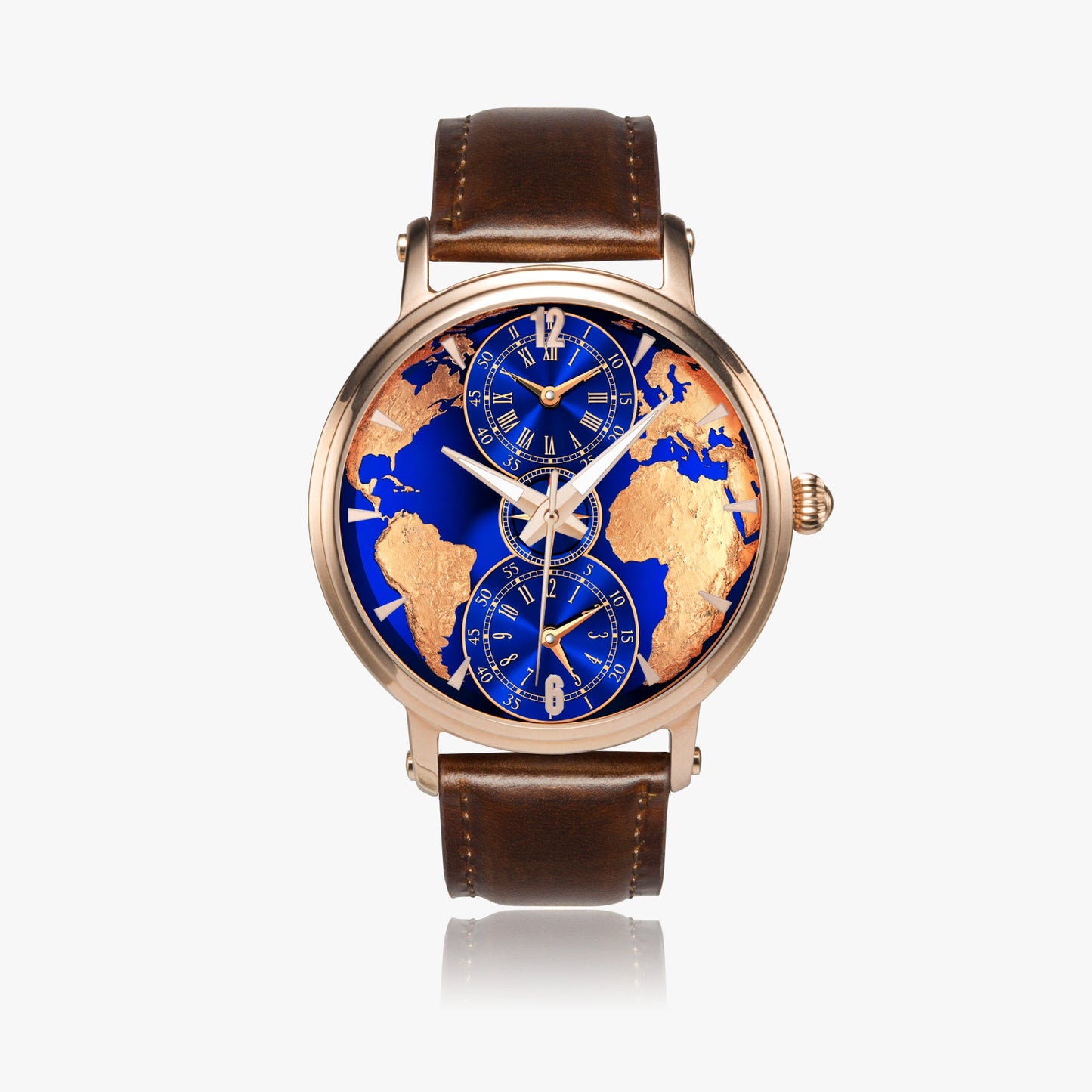Jaycoh™ Luxurious World Time zone 158. 46mm Unisex Automatic Watch (Rose Gold) | Print-on-Demand Custom Watch - product photo | print on demand watch print custom watch