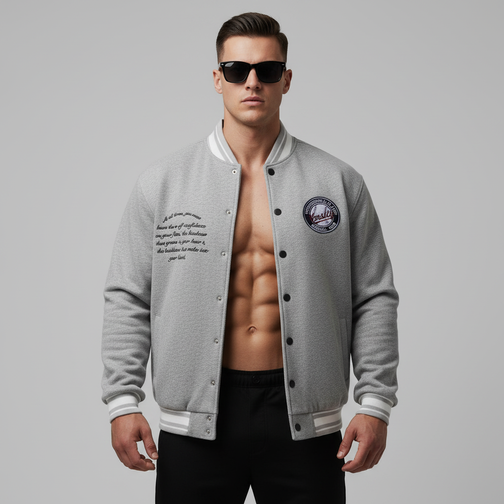 Men’s Snap Down College Varsity Jacket