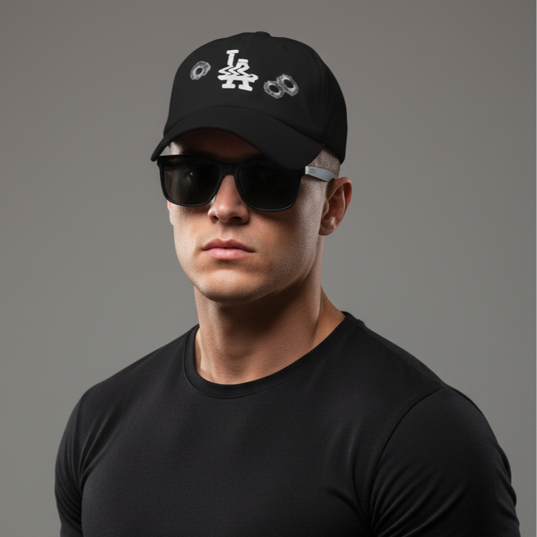 Neyo LA Glitched w/ Bullet Holes Hat - Black front view