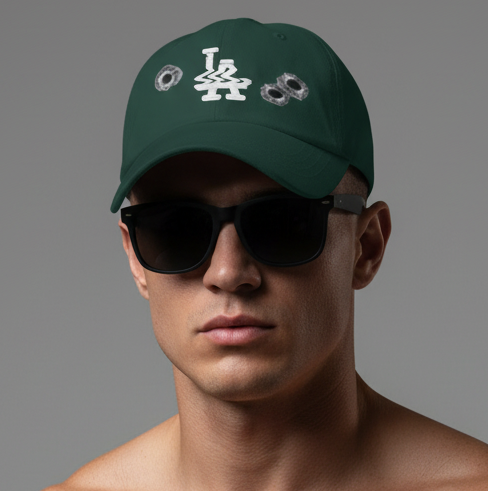 Neyo LA Glitched w/ Bullet Holes Hat - Spruce angle view