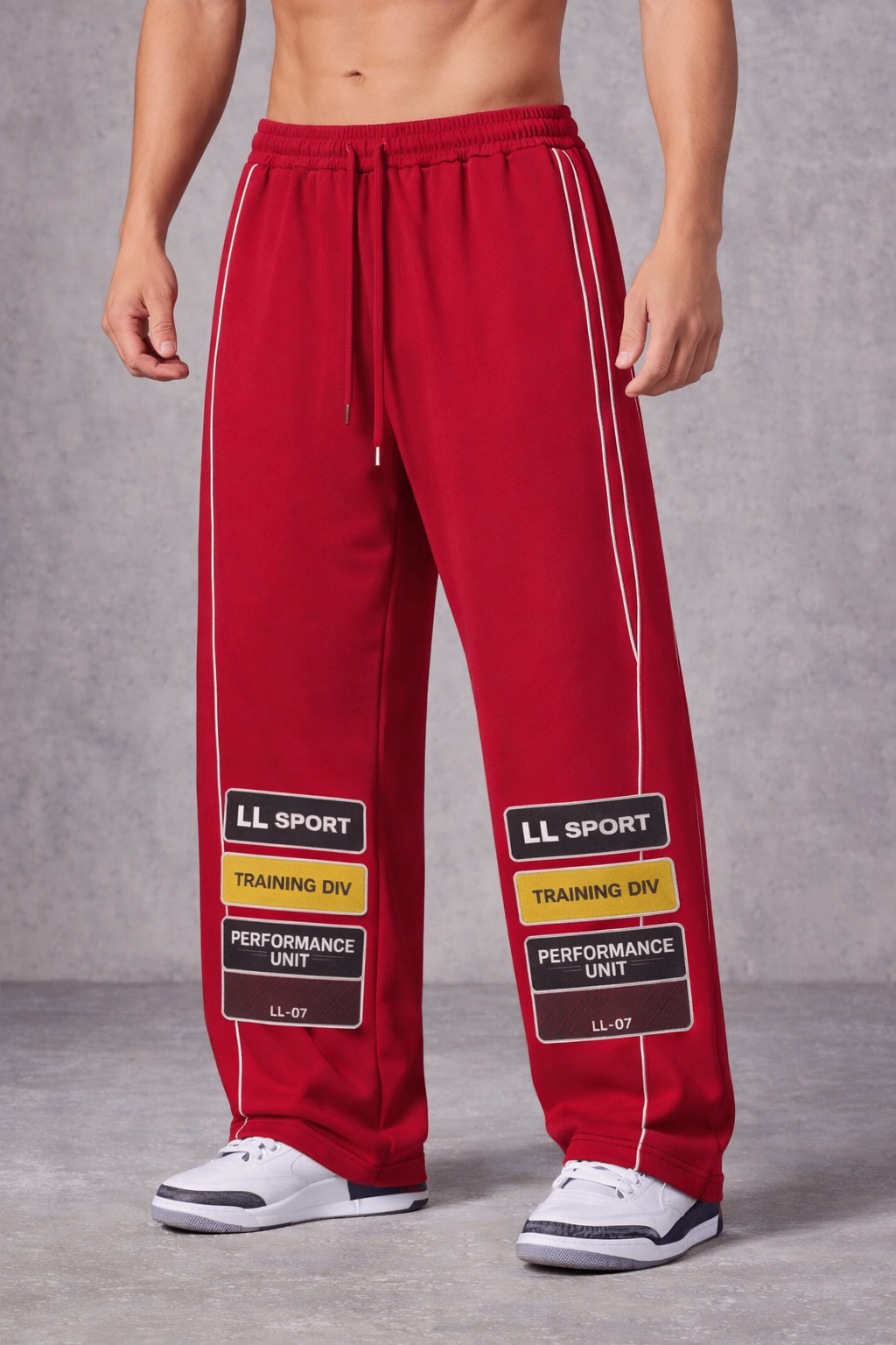 Red Graphic Straight-Leg Sweatpants – Reflective Performance Training Edition — front view