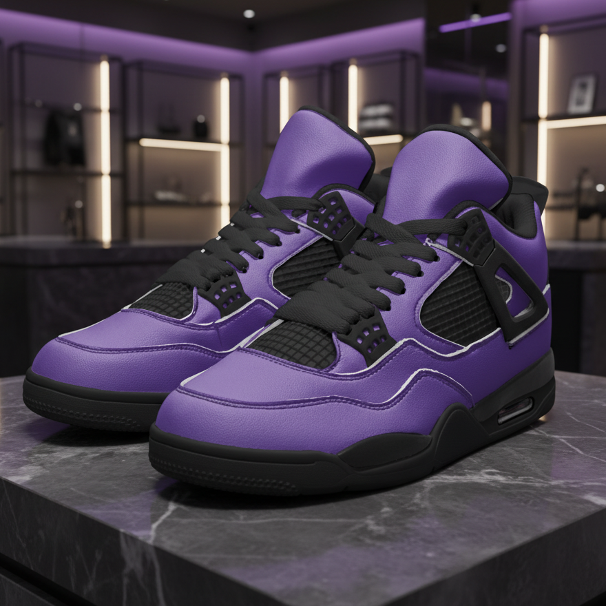 Retro Air Cuatro Travis Scott Purple Cactus Jack High Top nike | Jordan Dupes - front view