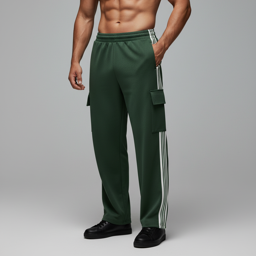 Side Stripe Straight-Leg Pants - front view