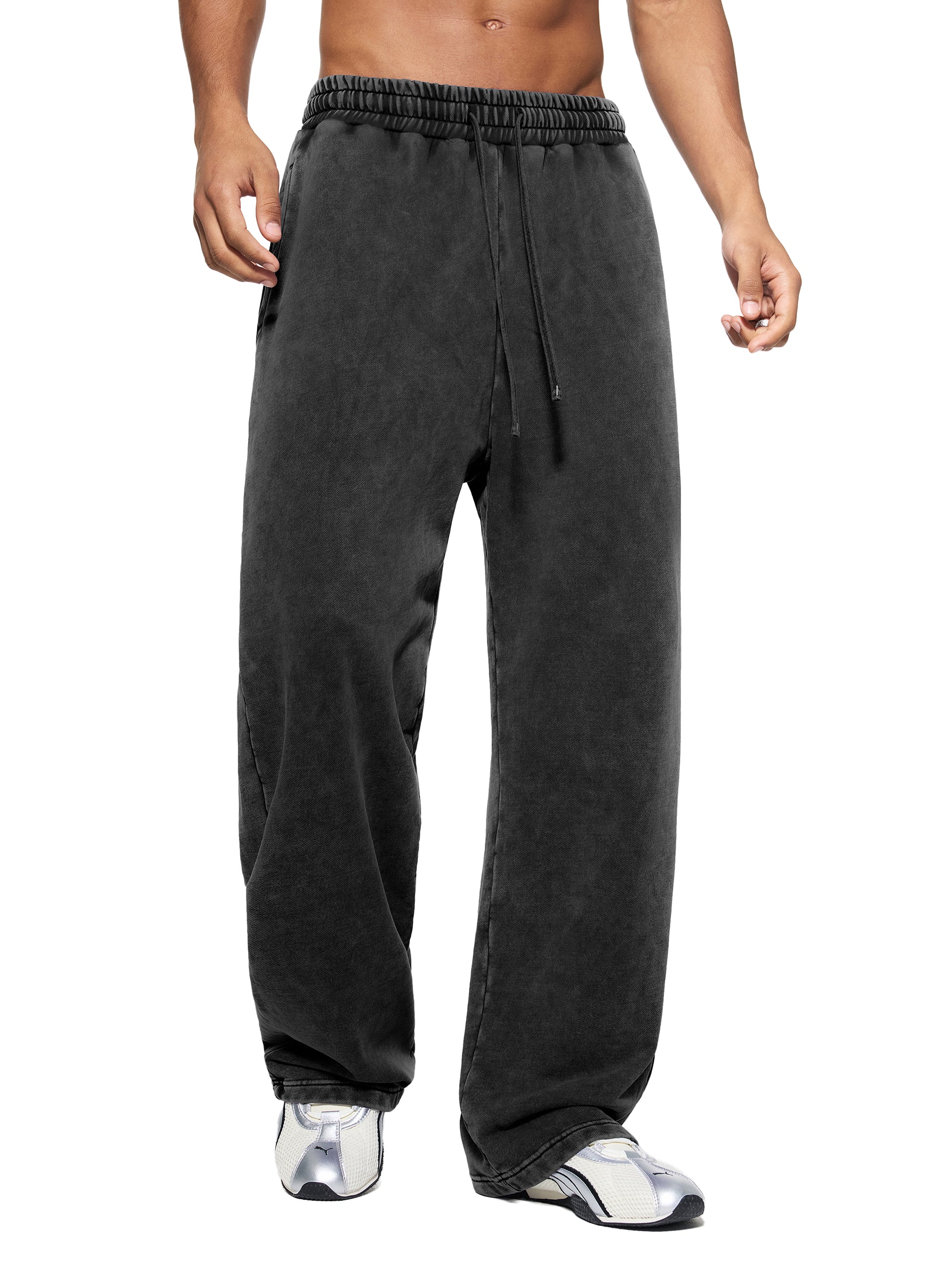 Snow Wash Heavyweight straight leg Sweatpants - fabric close-up