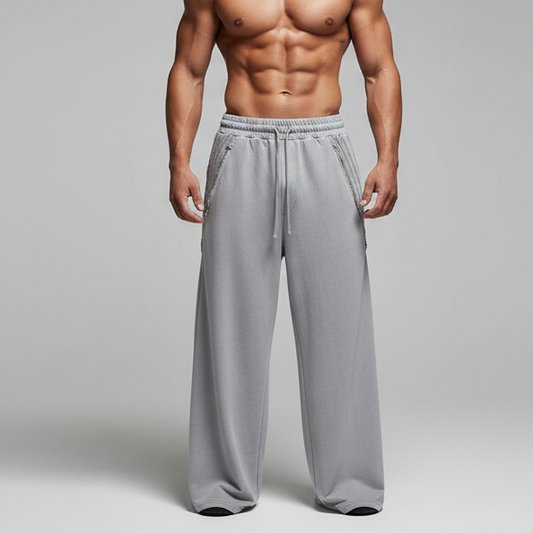 Snow Washed Tape Raw Edge Sweatpants - front view