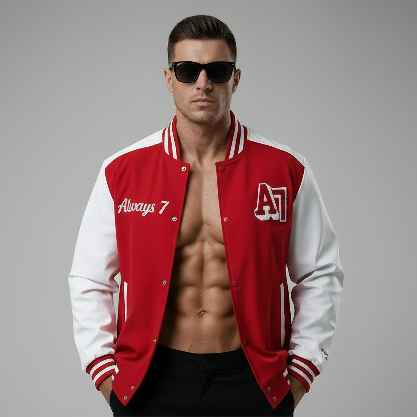 Sporty Long Sleeve Varsity Jacket Men