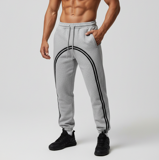 Sun Fade Contrast Tape Fleece Jogged Sweatpants - front view
