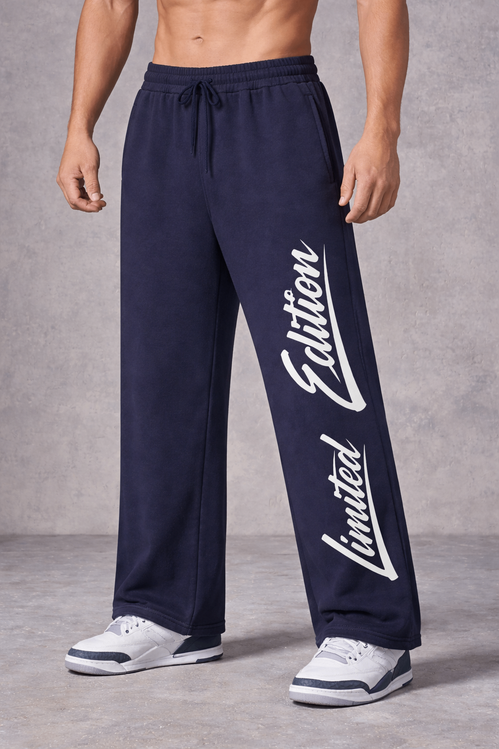Sun Fade Graphic Straight-Leg Sweatpants – Raw Edge Script Edition — front view