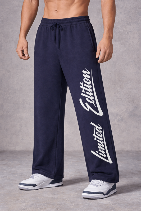 Sun Fade Graphic Straight-Leg Sweatpants – Raw Edge Script Edition — front view