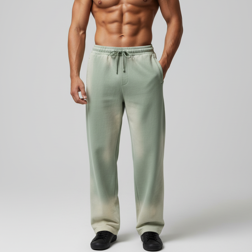 Sun Fade Raw Edge Straight-Leg Sweatpants - front view